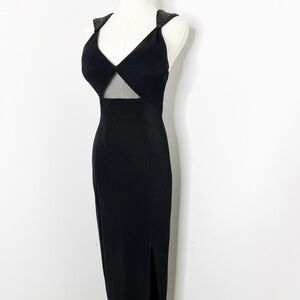 Vintage Caché Black Sequin Strap Cutout Maxi Dress Size 2